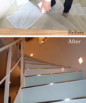 階段のカーペットを貼り替えたい。掃除が大変なので手入れのしやすい物に変更して、イメージチェンジしたい。